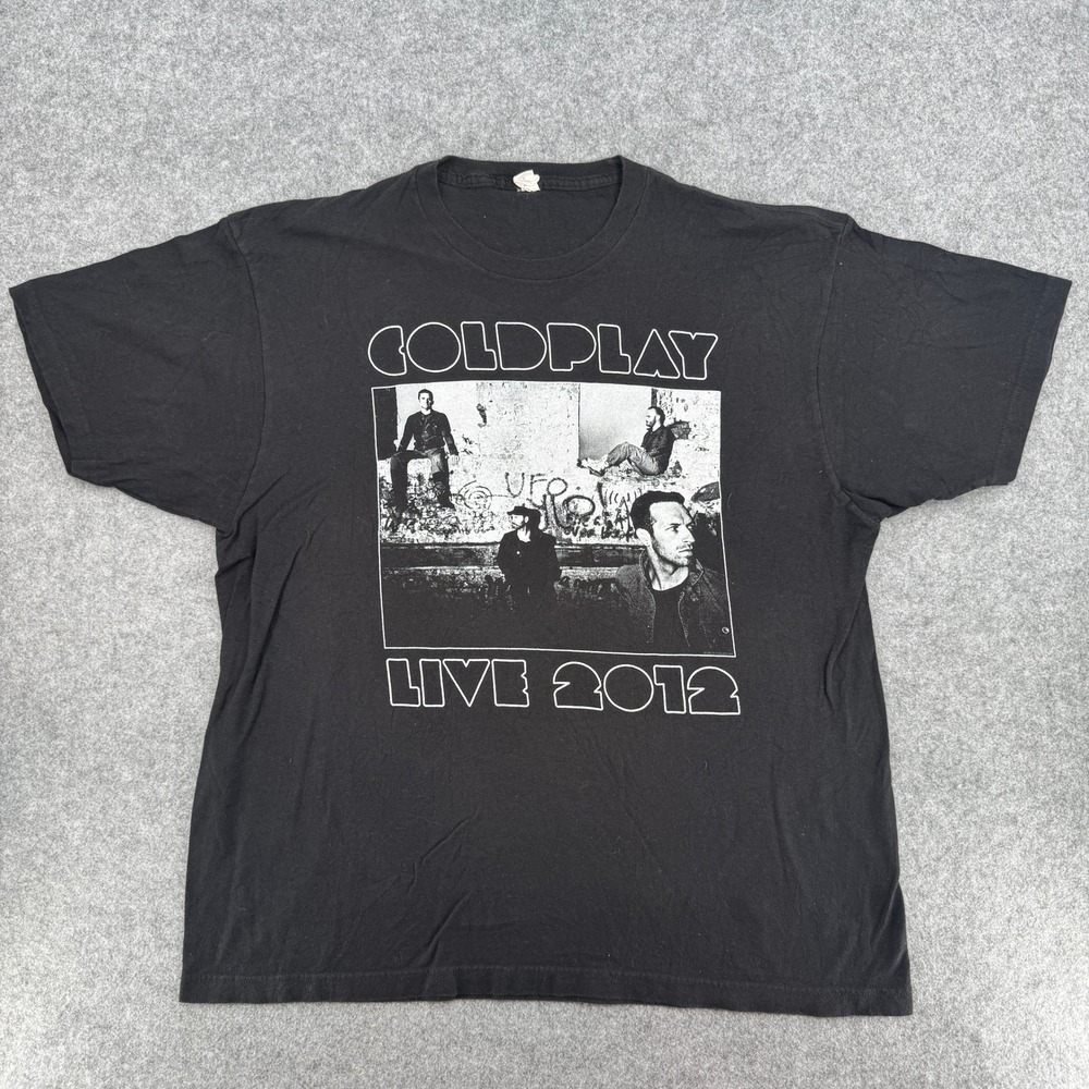 Coldplay Live Tour 2012 Concert Graphic T-Shirt Black Size Medium